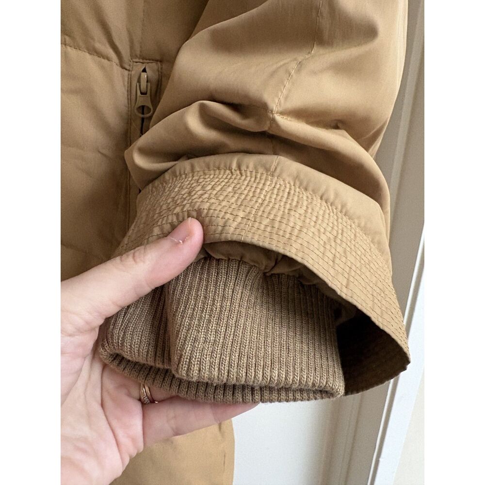 Vintage 90s Komitor Down Filled Long Puffer Jacket Tan Camel Winter Gorp Coat L - Picture 7 of 12
